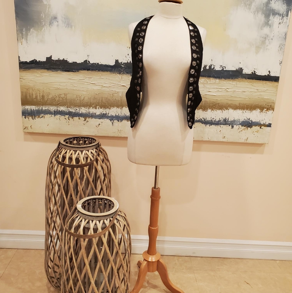 CARMIN BLACK BOHEMIAN WAISTCOAT VEST SIZE SMALL